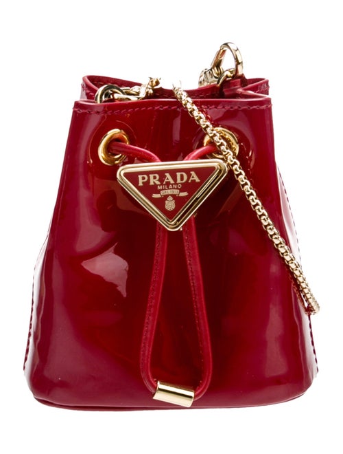 Prada Enameled Metal Triangle Bucket Bag