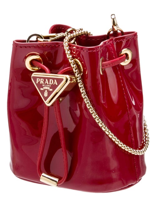 Prada Enameled Metal Triangle Bucket Bag