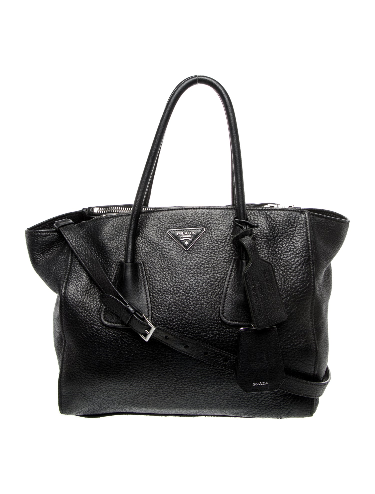 Prada Enameled Metal Triangle Twin