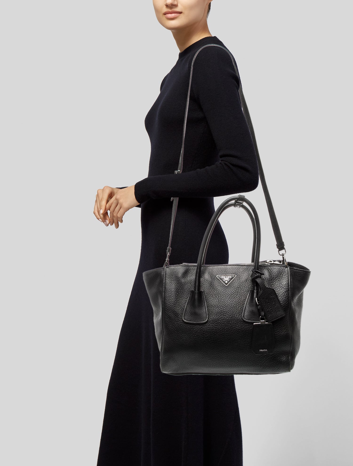 Prada Enameled Metal Triangle Twin