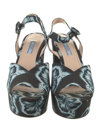 Prada Floral Print Slingback Pumps