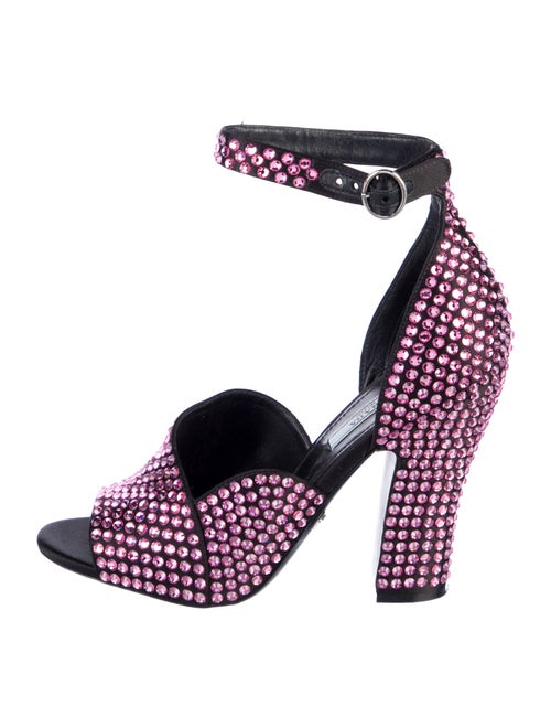Prada Satin Crystal Embellishments Sandals