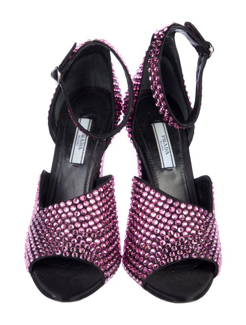 Prada Satin Crystal Embellishments Sandals