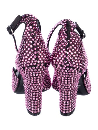 Prada Satin Crystal Embellishments Sandals