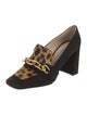 Prada Suede Chain-Link Accents Pumps