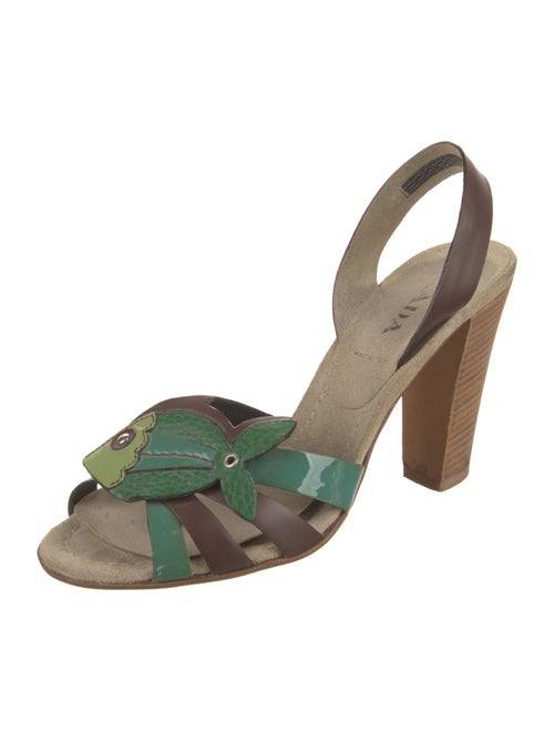 Prada Leather Colorblock Pattern Slingback Sandals