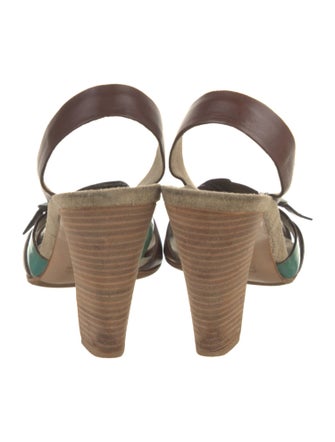 Prada Leather Colorblock Pattern Slingback Sandals