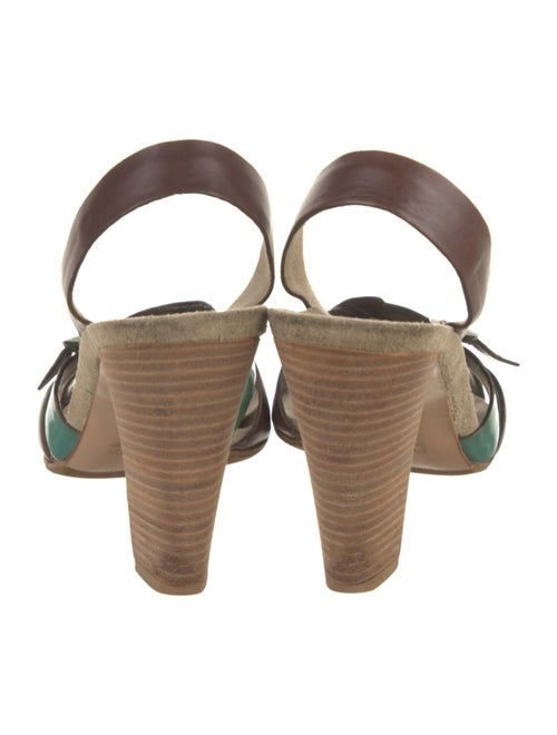 Prada Leather Colorblock Pattern Slingback Sandals