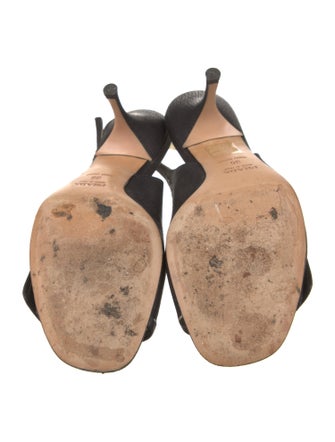 Prada Leather Whipstitch Trim Slingback Sandals