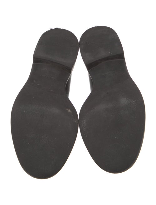 Prada Enameled Metal Triangle Leather Oxfords