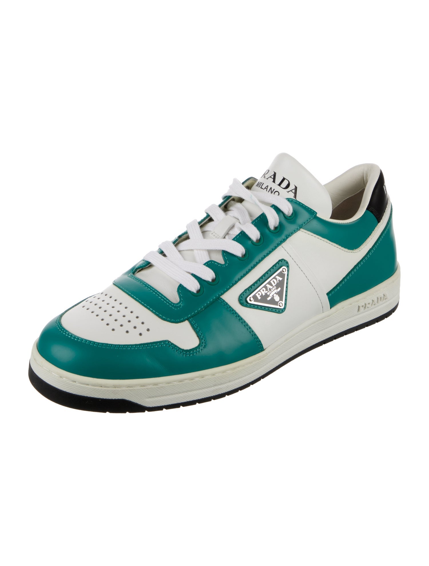 Prada Leather Colorblock Pattern Sneakers