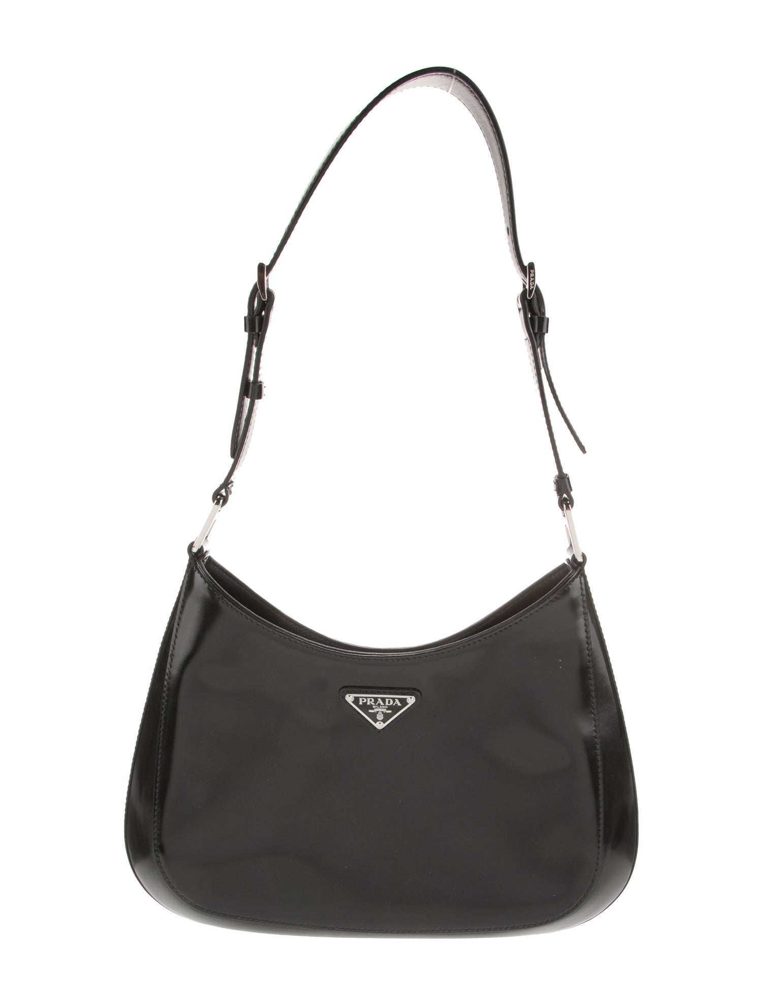 Prada Enameled Metal Triangle Cleo Medium