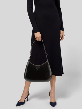 Prada Enameled Metal Triangle Cleo Medium