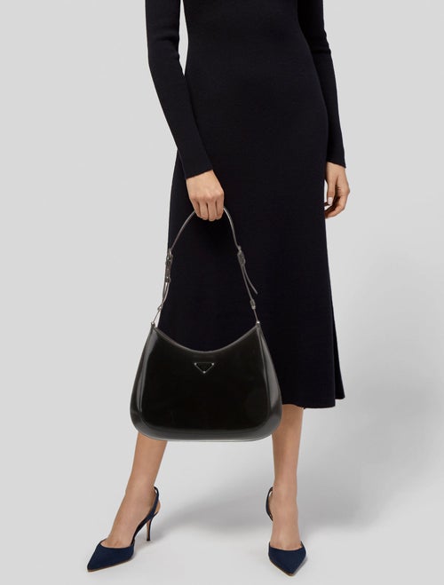 Prada Enameled Metal Triangle Cleo Medium