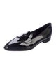 Prada Enameled Metal Triangle Patent Leather Loafers