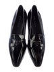 Prada Enameled Metal Triangle Patent Leather Loafers