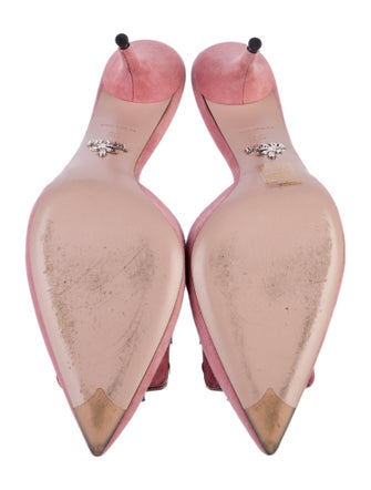 Prada Suede Crystal Embellishments Mules