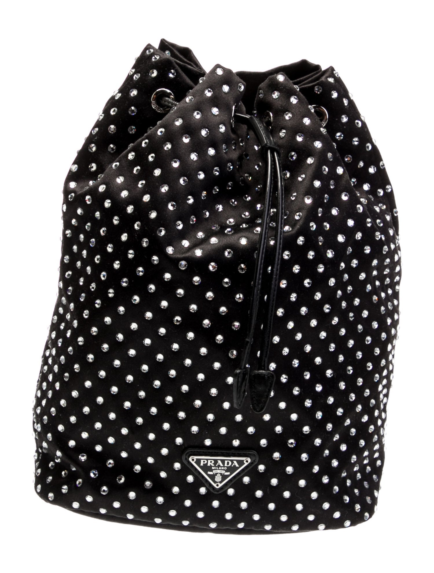 Prada Enameled Metal Triangle Bucket Bag