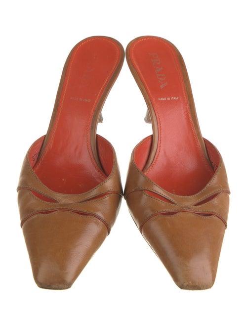 Prada Leather Cutout Accent Mules