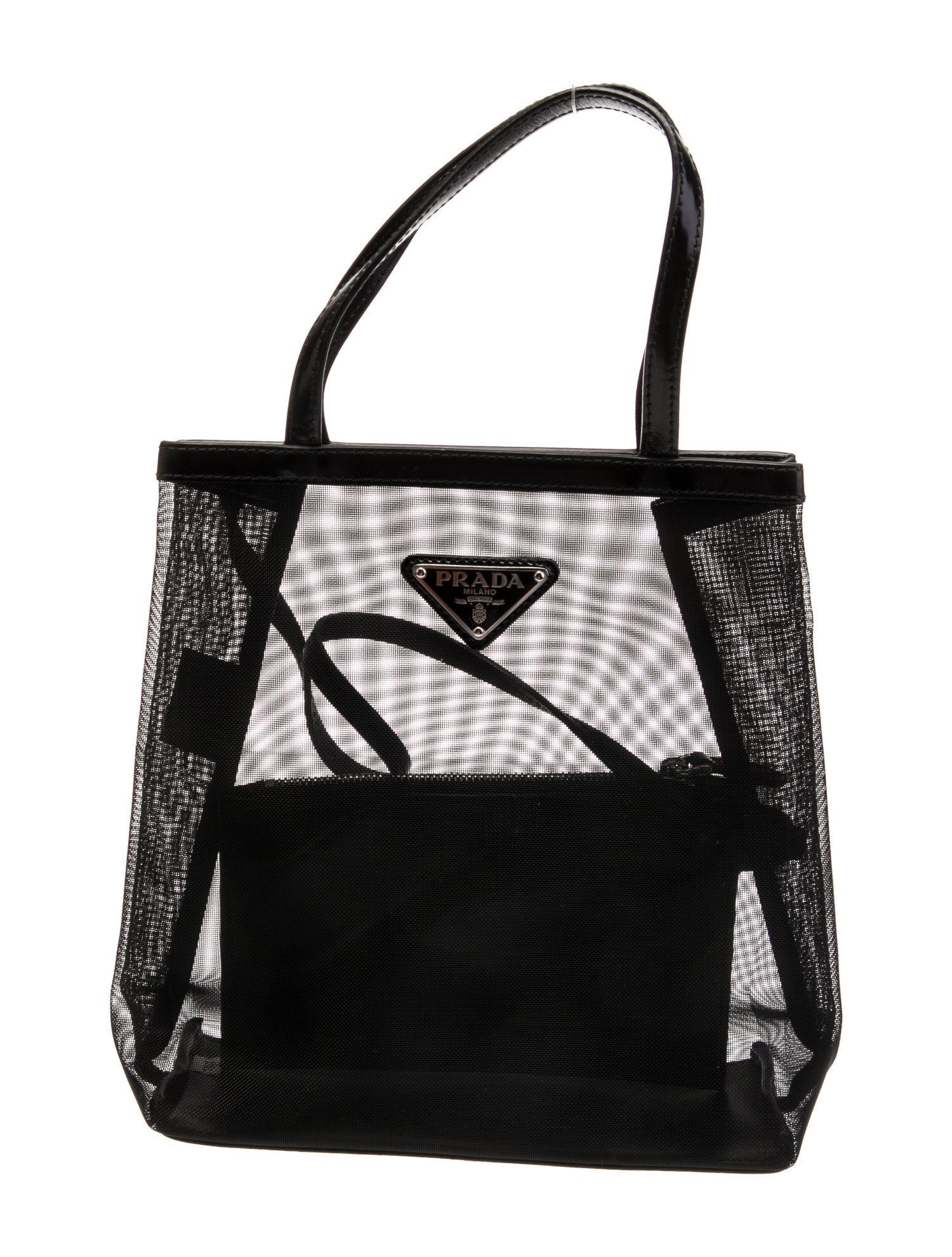 Prada Enameled Metal Triangle Top Handle Bag