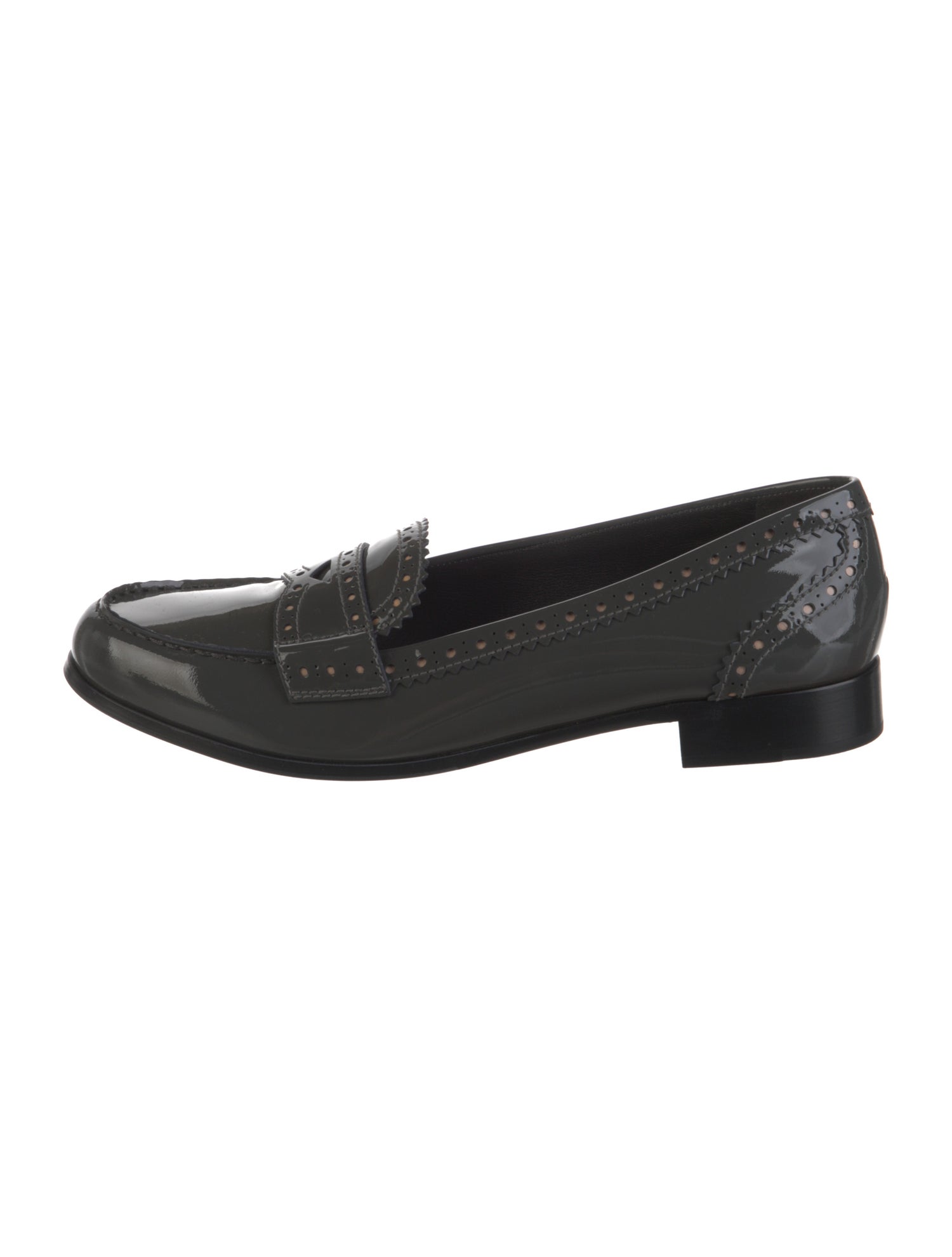 Prada Patent Leather Lasercut Accents Loafers