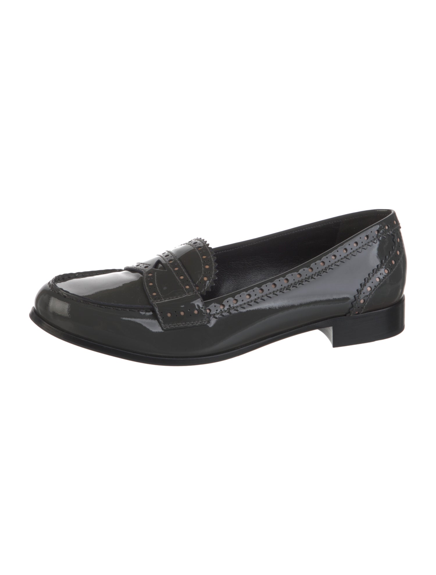 Prada Patent Leather Lasercut Accents Loafers