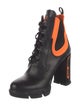 Prada Leather Colorblock Pattern Lace-Up Boots