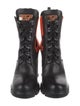 Prada Leather Colorblock Pattern Lace-Up Boots