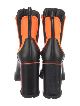 Prada Leather Colorblock Pattern Lace-Up Boots