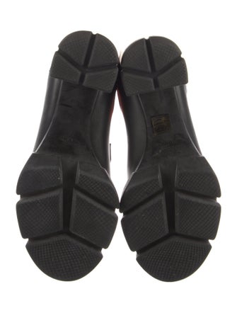 Prada Leather Colorblock Pattern Lace-Up Boots