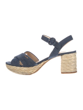 Prada Denim Colorblock Pattern Slingback Pumps