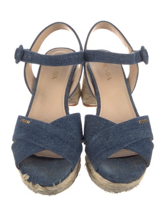 Prada Denim Colorblock Pattern Slingback Pumps