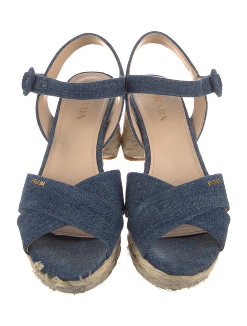 Prada Denim Colorblock Pattern Slingback Pumps