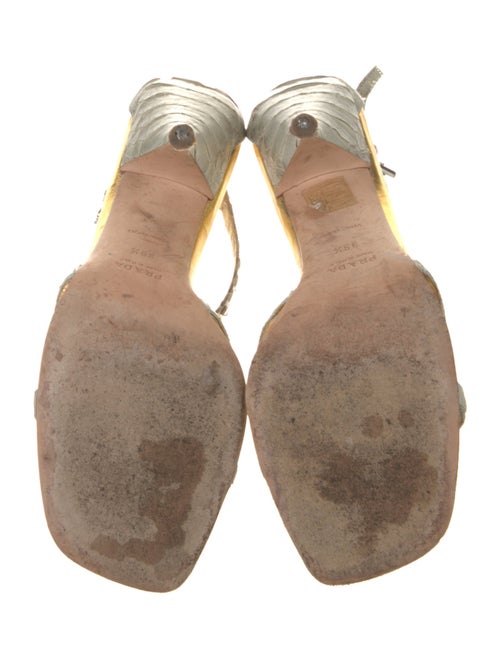 Prada Python Studded Accents T-Strap Sandals