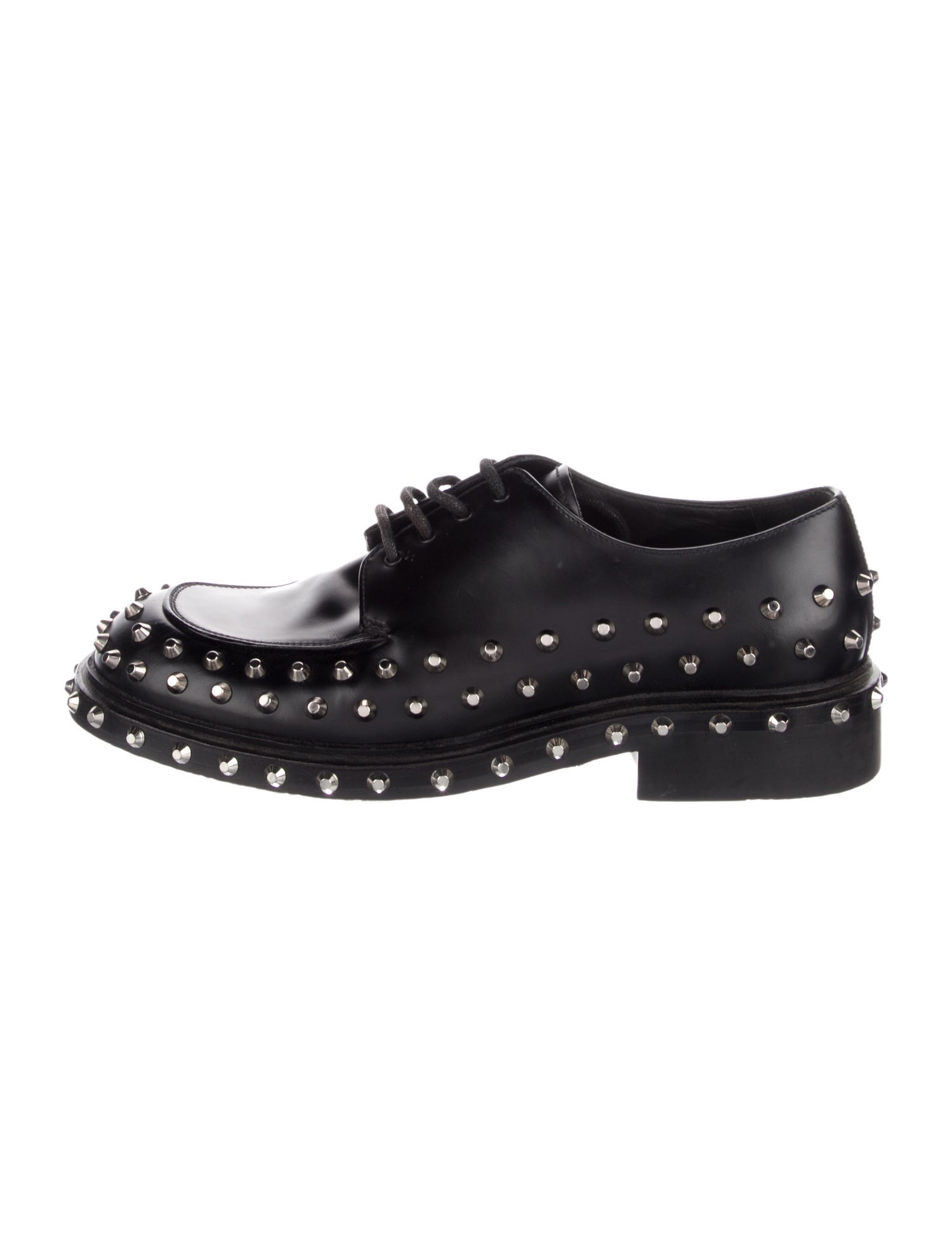 Prada Leather Studded Accents Derby Shoes