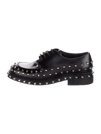 Prada Leather Studded Accents Derby Shoes