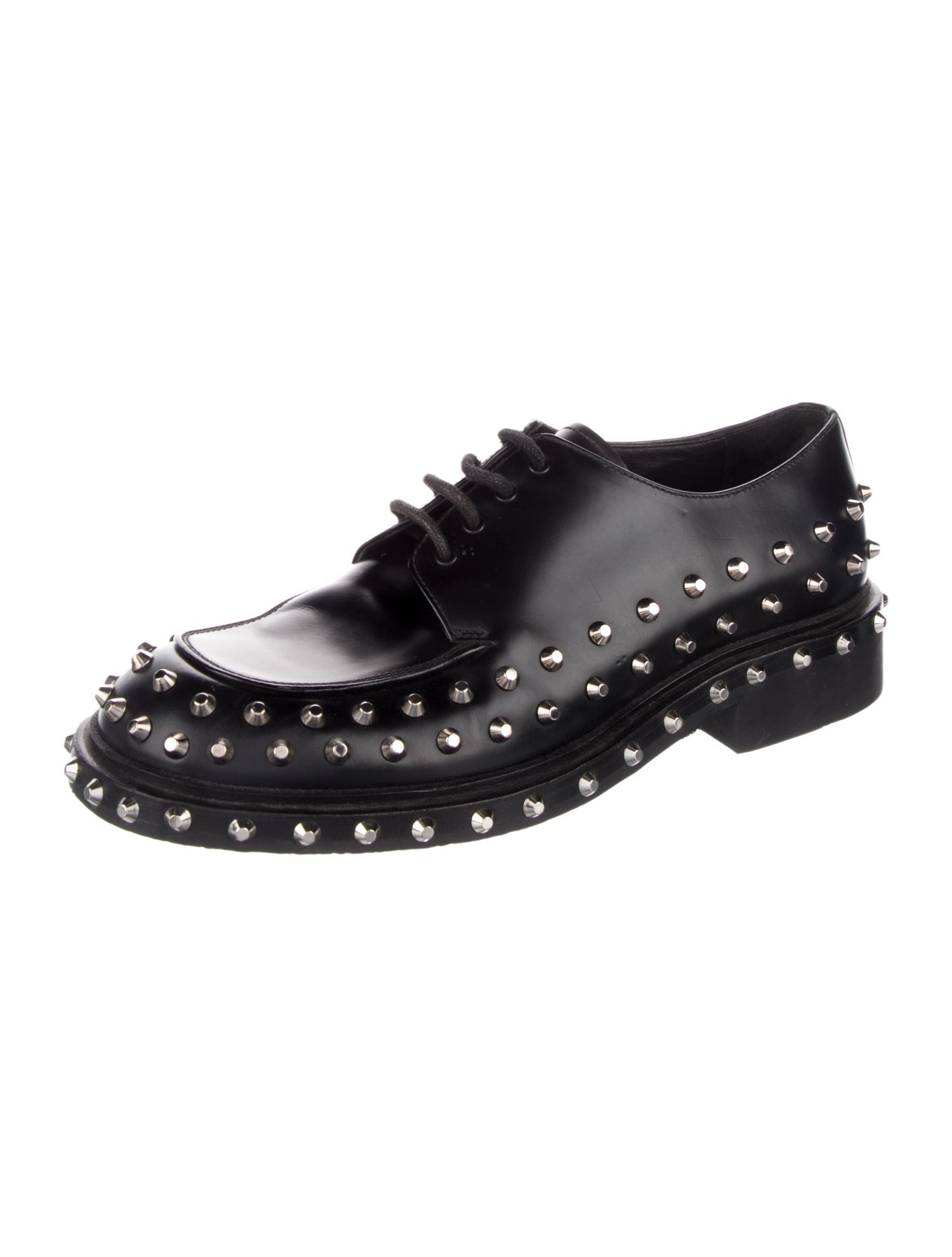 Prada Leather Studded Accents Derby Shoes