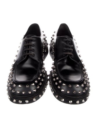 Prada Leather Studded Accents Derby Shoes