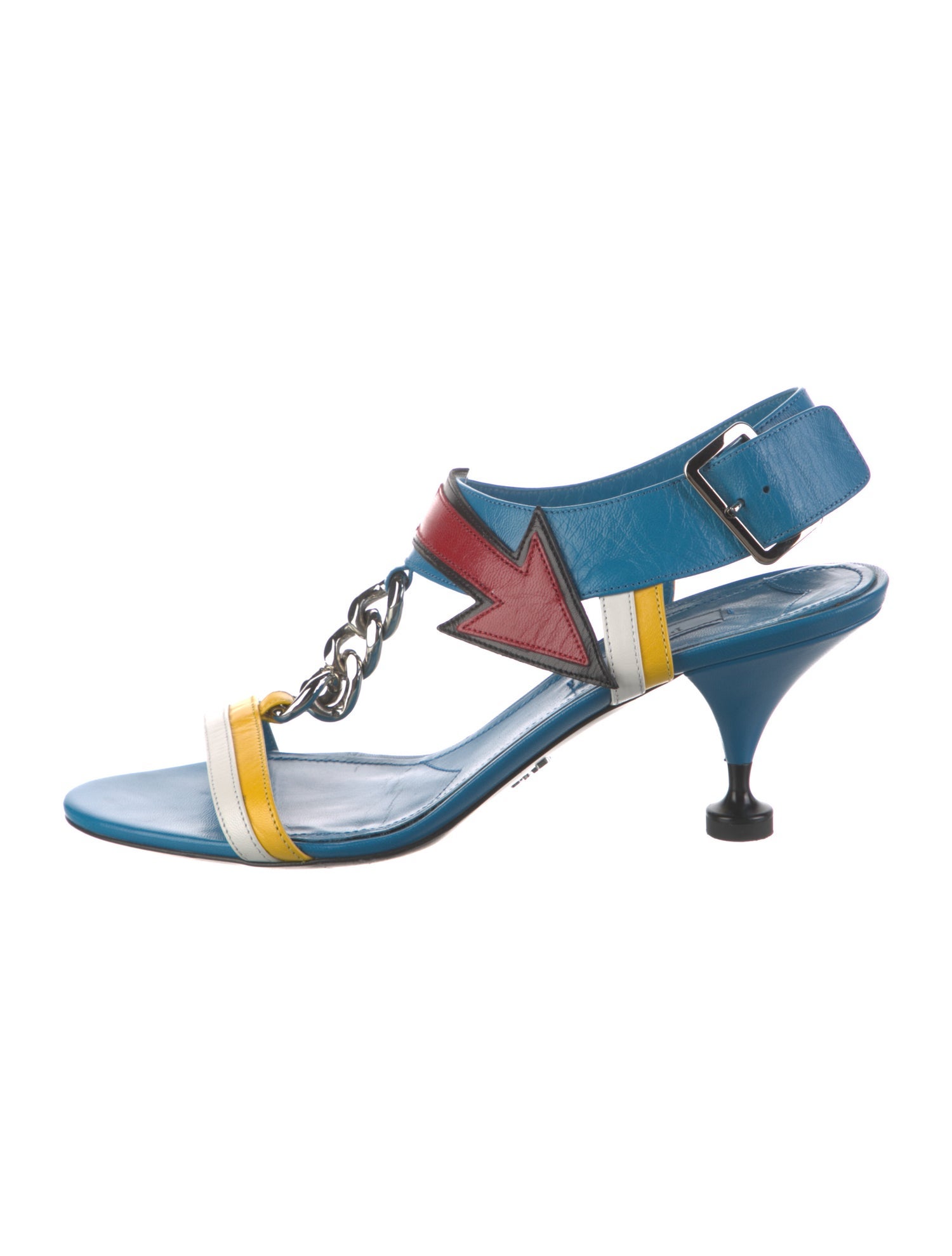 Prada Leather Colorblock Pattern Slingback Pumps