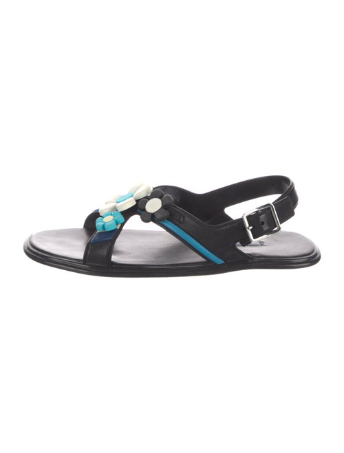 Prada Signature Logo Rubber Slingback Sandals