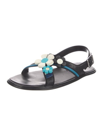 Prada Signature Logo Rubber Slingback Sandals