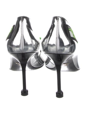 Prada Patent Leather Graphic Print Slingback Pumps