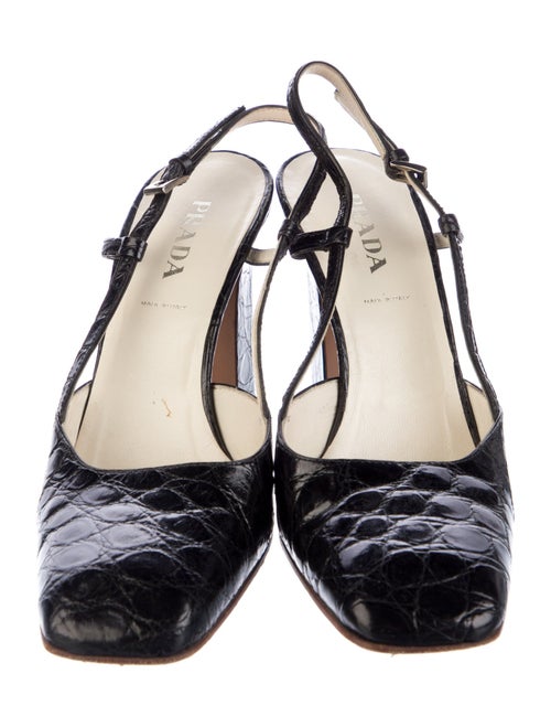 Prada Alligator Animal Print Slingback Pumps