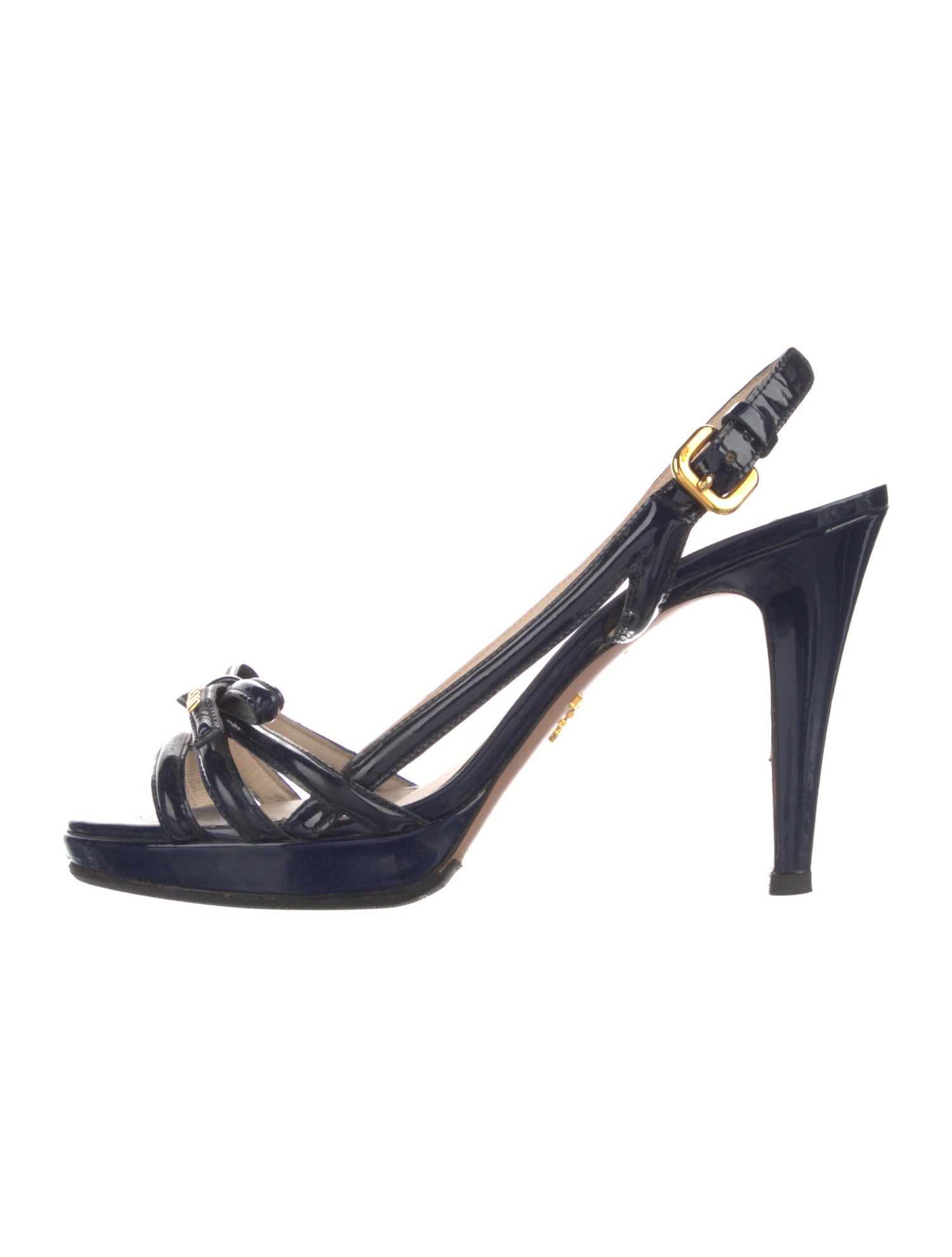 Prada Patent Leather Bow Accents Slingback Pumps