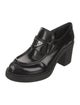 Prada Enameled Metal Triangle Leather Pumps