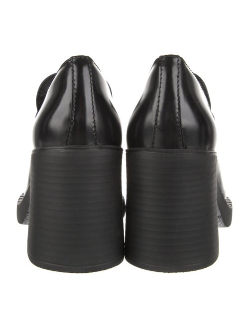 Prada Enameled Metal Triangle Leather Pumps