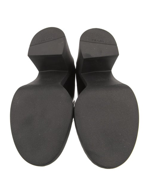 Prada Enameled Metal Triangle Leather Pumps