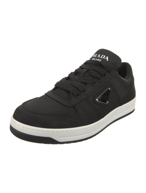 Prada Enameled Metal Triangle Nylon Sneakers