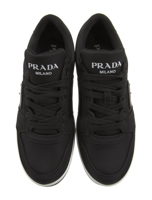 Prada Enameled Metal Triangle Nylon Sneakers