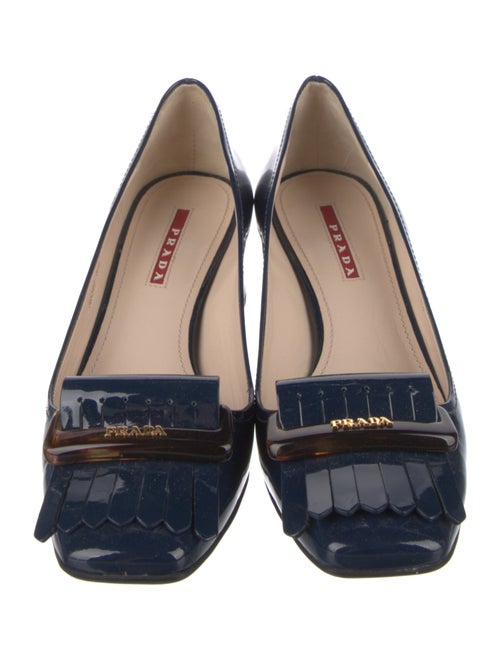 Prada Sport Patent Leather Fringe Trim Accent Pumps